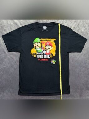 The Super Mario Brothers Movie Mens T-Shirt - Mario & Luigi Plumbing SIZE LARGE